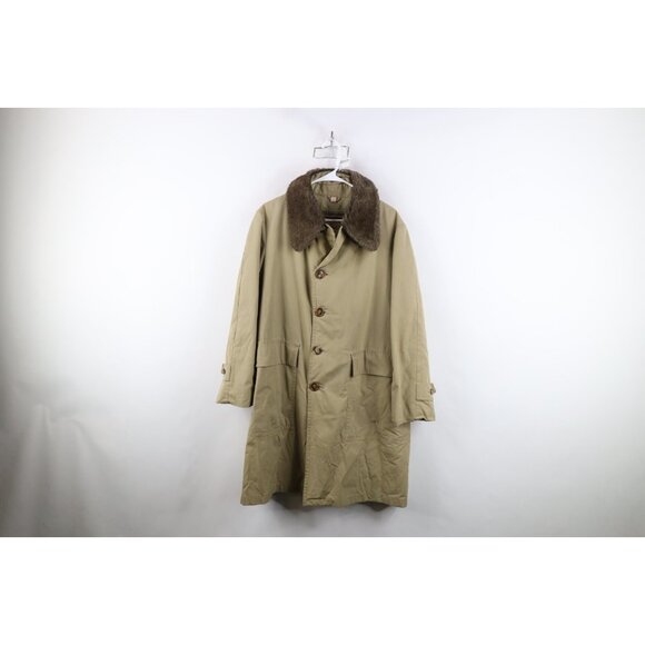 Vintage 70s Streetwear Mens 40S Thrashed Lined Collared Trench Coat Jacket USA - Picture 1 of 16
